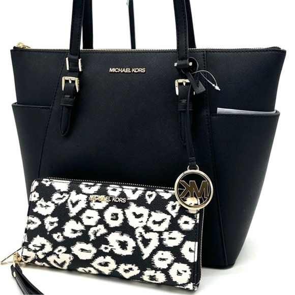 Michael Kors Handbags - Michael Kors Large Charlotte Tote Bag & Large Continental Wallet Wristlet Black